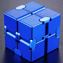 독일 infinity cube 무한 큐브 감압 알루미늄 블록 포켓 손가락 압축 해제 장난감 큐브 게임, 커버-블루