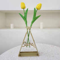 레디박스 아트 철제 꽃병 인테리어 소품 조화, 삼각화병+튤립