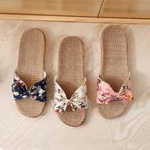 리빙안 발이 편한 여성 여름 샌들 플라워 리본 슬리퍼