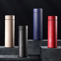 스마트 터치 온도계 텀블러 400ml/슬림텀블러 이중스텐 보온병 온도표시 분유, 블랙
