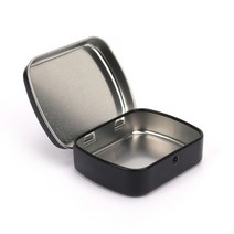 틴케이스 사각 빈티지 철제 정리박스 수납함 플라스틱 서랍 보관함 1pc 작은 빈 금속 주석 플립 보관 상자 케이스 주최자 돈 사탕 키 컨테이너 항아리 캔 실버 블랙 화이트, bk