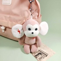 귀염둥이 큰 귀 원숭이 벨벳 장난감 열쇠고리 책가방 걸이 번개 원숭이 피규어 인형 여자 가방 걸이, 분홍색, 16cm