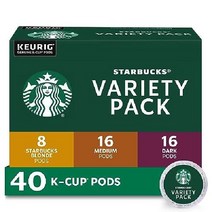 스타벅스 K-Cup 커피 포드 - 미디엄 로스트 디카페인 파이크 플레이스 100 아라비카 4박스(총 96개), B. 클래식 믹스 (5 로스트), 40개 (1팩)