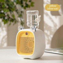 무시동에어컨 차박용 화물차 차박 캠핑카 카라반 캠핑 중장비 휴대용 에어컨 3 속도 2 모드 스프레이 가습기 데스크탑 팬 usb 충전식 아이스 에어 쿨러 야외 가정용, 노란색, Yellow Sliver Ears