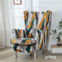 윙체어 스윙쇼파 1인용소파 Nordic Plaid Wing Back Chair Cover Elastic Single Sofa Slipcovers Washable, 09 A5 Wingchair Cover