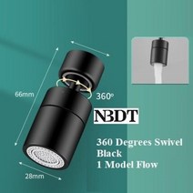 매트 블랙 크롬 황동 범용 스플래시 필터 360 720 도 회전 수도꼭지 익스텐더 에어레이터 2 개, 360Black 1Model