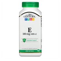 21st Century 비타민 E 180mg 토코페롤 250캡슐 1개, 250정, 4개