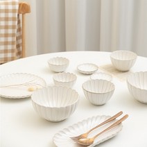 꽃무늬 접시 그릇 식기 세트 2인용 10종류 1세트 일본식 밥 국 반찬 접시 10종