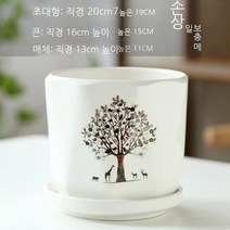 MEIISEO인테리어 세라믹 화분 가정용 저면관수화분 심플 플라스틱화분, 초대형 직경 약 22cm, 단일 기린