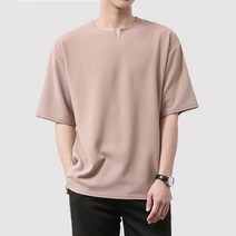 [오버나인] 남자 트임 V라인 오버핏 반팔 티