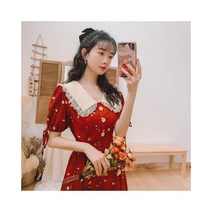 와이케이하우스 반팔 인쇄 기질 드레스 2021 년 여름 새로운 스타일의 프랑스 복고풍 9298 좋은 품질의 여성 의류_70244