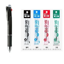 제브라 클립온 멀티 1000 멀티펜, BLACK (B4SA2)+ SK 0.7리필심4종, 1세트
