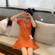 여성 시크한라인 가을 간절기 원피스 반팔 반소매 하객원피스 12