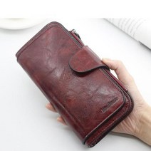 가죽 지갑으로 만든 여성 지갑 세 배 빈티지 여성 지갑 휴대 전화 지갑 여성 동전 지갑 Carteira Feminina