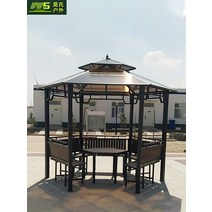 육각정자 마당 쉼터 차양막 원두막 테이블의자세트, 3.5m 육각정자오면좌석숯불구이테이블