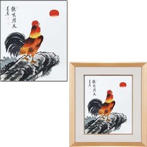 진품 / 풍수에 꼭 필요한 닭그림 합격 승진 공부방 서재 풍수 그림 액자 공부잘하는 생기그림, 2번 골드액자