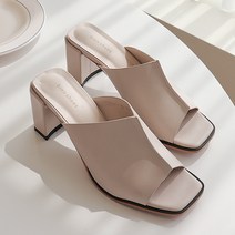 비앙슈 튤립 발등 절개라인 미들힐 뮬 슬리퍼힐 (굽높이 2종)