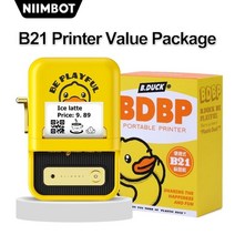 라벨 프린터 바코드 미니 네임 스티커 넘버링 기 블루투스 휴대용 출력 인쇄 niimbot b21 무선 포켓 열전 사 홈 오피스 학교 용품 빠른, b21 b.duck, 04 B21 B.DUCK