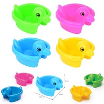 바이킹 토이즈 오리 보트 물 놀이 파스텔 12cm 4pcs 아기 욕조 목욕 실내 미니 배 장난감