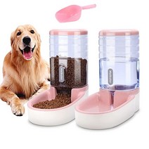 Meikuler Pets 자동 급식기 3.8L 소형 및 대형견 고양이 애완 동물 동물용 사료 공급기 물 디스펜서 세트 (그레이) 4420764842, Pink