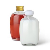 유리병 위스키 둥근 사각 100ml 플라스크 바이알 투명 납작 병 용기, 위스키 둥근사각 100ml 볼록PP캡 화이트