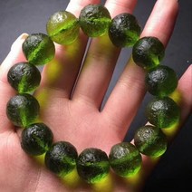 염주팔찌 행운 남녀공용 불교팔찌 패션팔찌 남성 여성 재물운 8mm/10mm/12mm MOLDAVITE BRACELET 에너지 쥬얼리 그린 페리도트 남자 체코 몰다바이트 스톤 스트레, 14MM