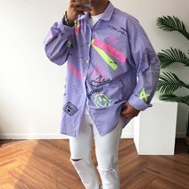 오버핏 네온 형광 스마일 커플 셔츠 남방 3COLOR