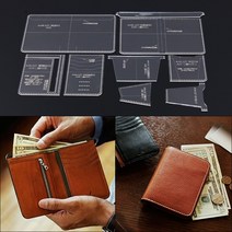가죽공예 도안 아크릴 스텐실 템플릿 DIY 가죽 지갑 공예 바느질 패턴 액세서리 10*13.5*1.5cm 1 세트, 한개옵션0