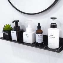 무타공마켓 무타공 물빠짐 세면대 욕실선반 접착제 포함, 30cm-블랙, 일자형