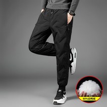 구스패딩바지 우모복 우모바지 방한바지 겨울 남성 다운 바지 두꺼워 따뜻한 흰색 오리 다운 긴 바지 스포츠 디자인 스노우웨어 조깅 바지 고