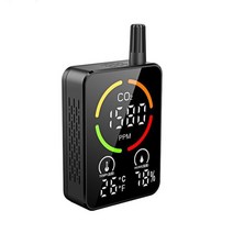 복합가스측정기 co2 air quality monitor co2 meter 온도 습도 ndir sensor 이산화탄소 meter 농도 테스터 with alarm, 검은색