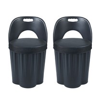 천하퍼니처 수납의자 고기집 깡통 식당 의자 스툴 등받이형 바디블랙 2P, 쿠션(블랙) 2P