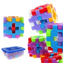 위dhns_아하토이 꼬마 사각 블럭 200pcs + 보관함 포함 블록 유아놀이 장난감 아동발달 학습교구 창의력 어린이 동학습♥dhn, ♥happynesss