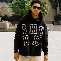 Rhude 레터링 프린트 남녀공용 봄 가을 후드티