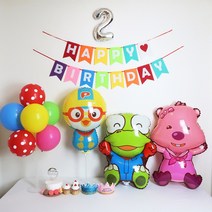 뽀로로 풍선 생일파티용품세트 두돌생일상 세돌 두돌상 500일 1000일 풍선, 풀세트, 400