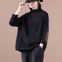 가을 순면 터틀넥 여성 폴라티 오버핏 긴팔 여성복 빅 사이즈 티셔츠 FC3211