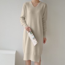 데일리앤 브이넥 겨울 니트 원피스 쥬이드