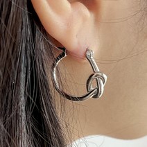 에르모사제이 큐빅 리본 미니 스터드 은 925 귀걸이 E101 + 선물 케이스 세트