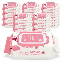 몽크앤화이트 프리미엄 물티슈 50g 캡형 120매 20팩, 몽크앤화이트 프리미엄 물티슈 5