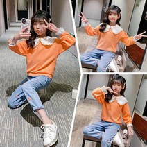 여아코디 러블리 키즈 인형칼라 딸기 청바지 세트