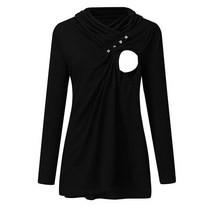 키작녀임부복 임산부원피스 수유나시 긴소매 상의 모유 수유 풀오버 스웨트셔츠 여성용 출산