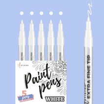 White Paint Pen 화이트 페인트 펜 록 페인팅 돌 세라믹 도기 타이어 유리 목포원단 금속 캔버스 5개 세트 아크릴 마커 백극세 팁(칩), Select Option, 5 PENS / 화이트 뉴