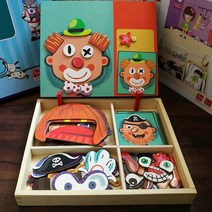 유아 자석 놀이 교구 퍼즐 얼굴표정 꾸미기 자석퍼즐, 꼬마아이형