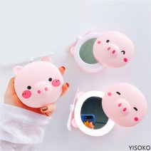 YISOKO 충전식 귀염둥이 돼지 LED화장거울 선풍기 딸려요, wink 돼지