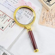 휴대용 핸드헬드 10X 확대경 60mm 레트로 핸들 돋보기 눈 루페 유리, 01 Black_01 60mm