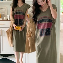 국산 순면 빈티지 나시 롱 원피스 루즈핏 민소매 프린팅 4컬러