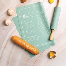 튼튼한 실리콘 베이킹 쿠키 반죽 도구 대형 매트 패드 작업판 밀대, 베이킹 실리콘밀대-그린