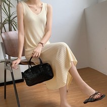 브이넥 골지 롱 나시 티 슬리브리스 여성 민소매 이너
