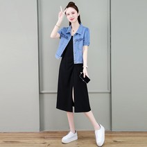 데님 청 뷔스티에원피스 여성 여름옷 2022 작은 키 디자인감각 하프기장 스커트세트 4809249263