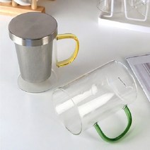 스텐 보르실리케이트 차망 티 머그컵 450ml, 그린, 1개